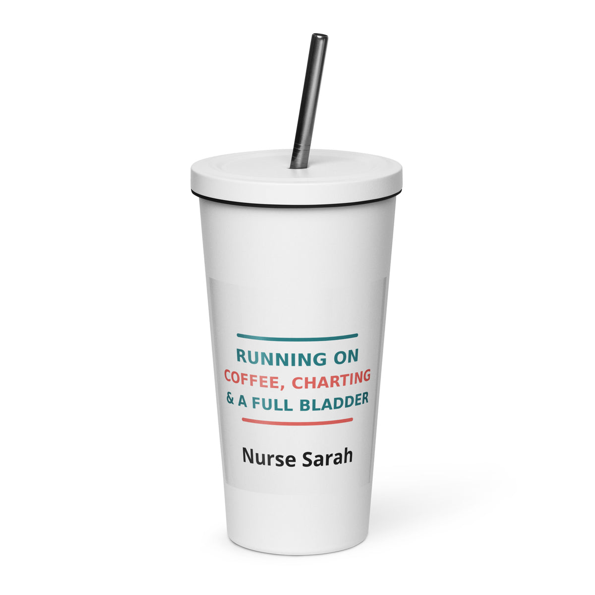 Running On Coffee, Charting & A Full Bladder tumbler in White by Little Laughs Co.