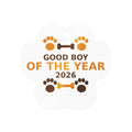 Good Boy Of The Year 2026 dog christmas ornament, front view