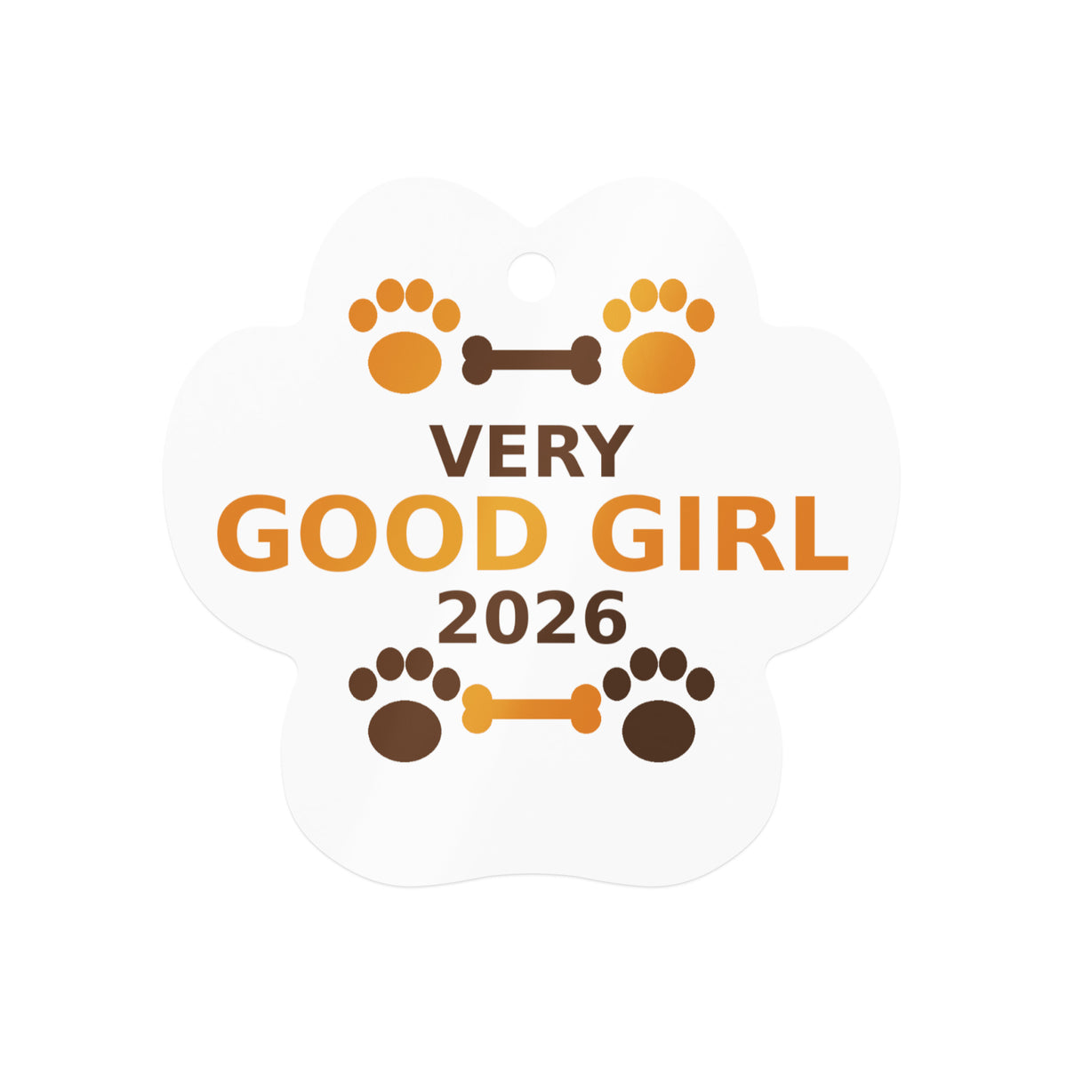 Very Good Girl 2026 dog christmas ornament, front view