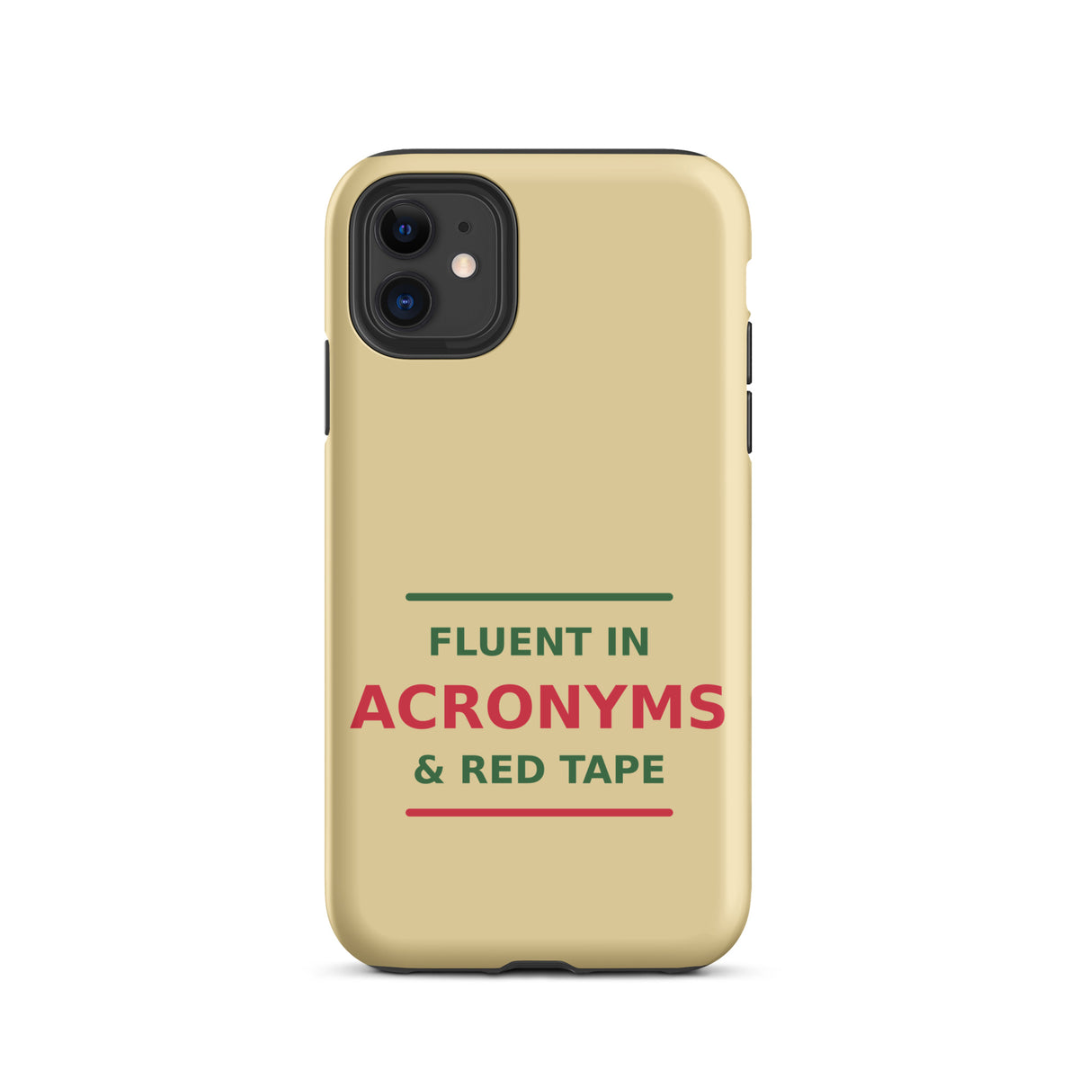 Fluent In Acronyms & Red Tape funny coworker iPhone case in Manila, front view