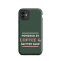 Powered By Coffee & Glitter Glue funny teacher iPhone case in Chalkboard, front view