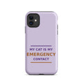 My Cat Is My Emergency Contact cat lover iPhone case in Lavender, front view