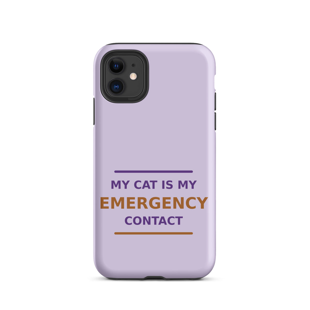 My Cat Is My Emergency Contact cat lover iPhone case in Lavender, front view