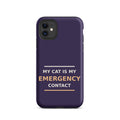 My Cat Is My Emergency Contact cat lover iPhone case in Midnight Purple, front view