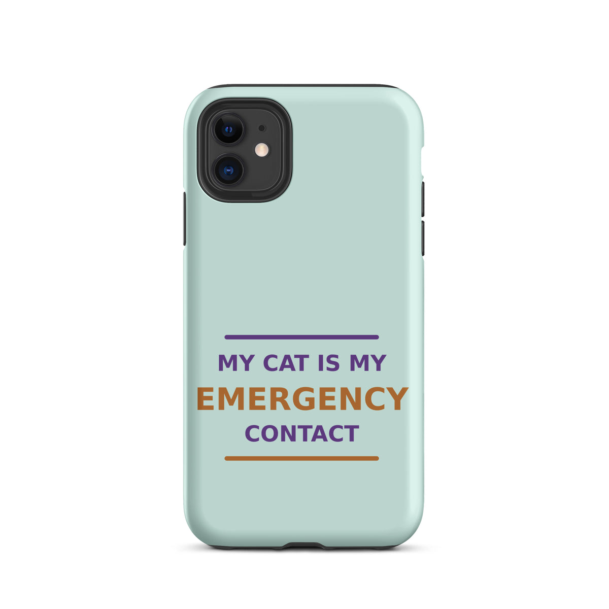 My Cat Is My Emergency Contact phone case in Mint by Little Laughs Co.