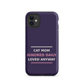 Cat Mom: Ignored Daily, Loved Anyway cat mom iPhone case in Midnight Purple, front view