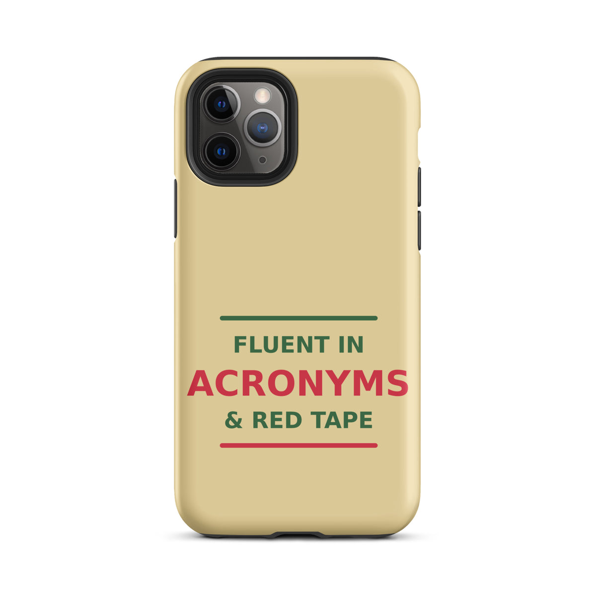 Fluent In Acronyms & Red Tape funny coworker iPhone case in Manila, front view