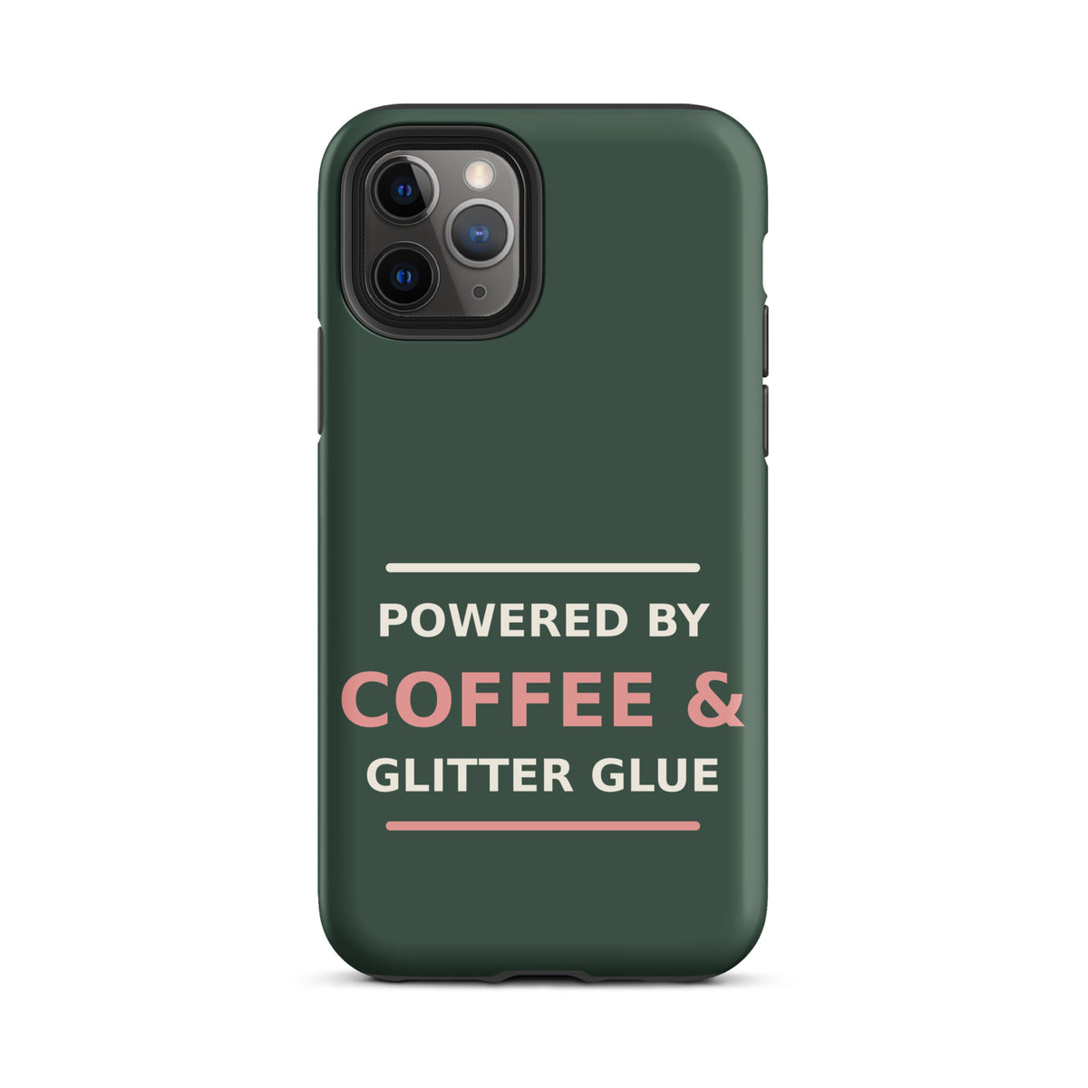 Powered By Coffee & Glitter Glue funny teacher iPhone case in Chalkboard, front view