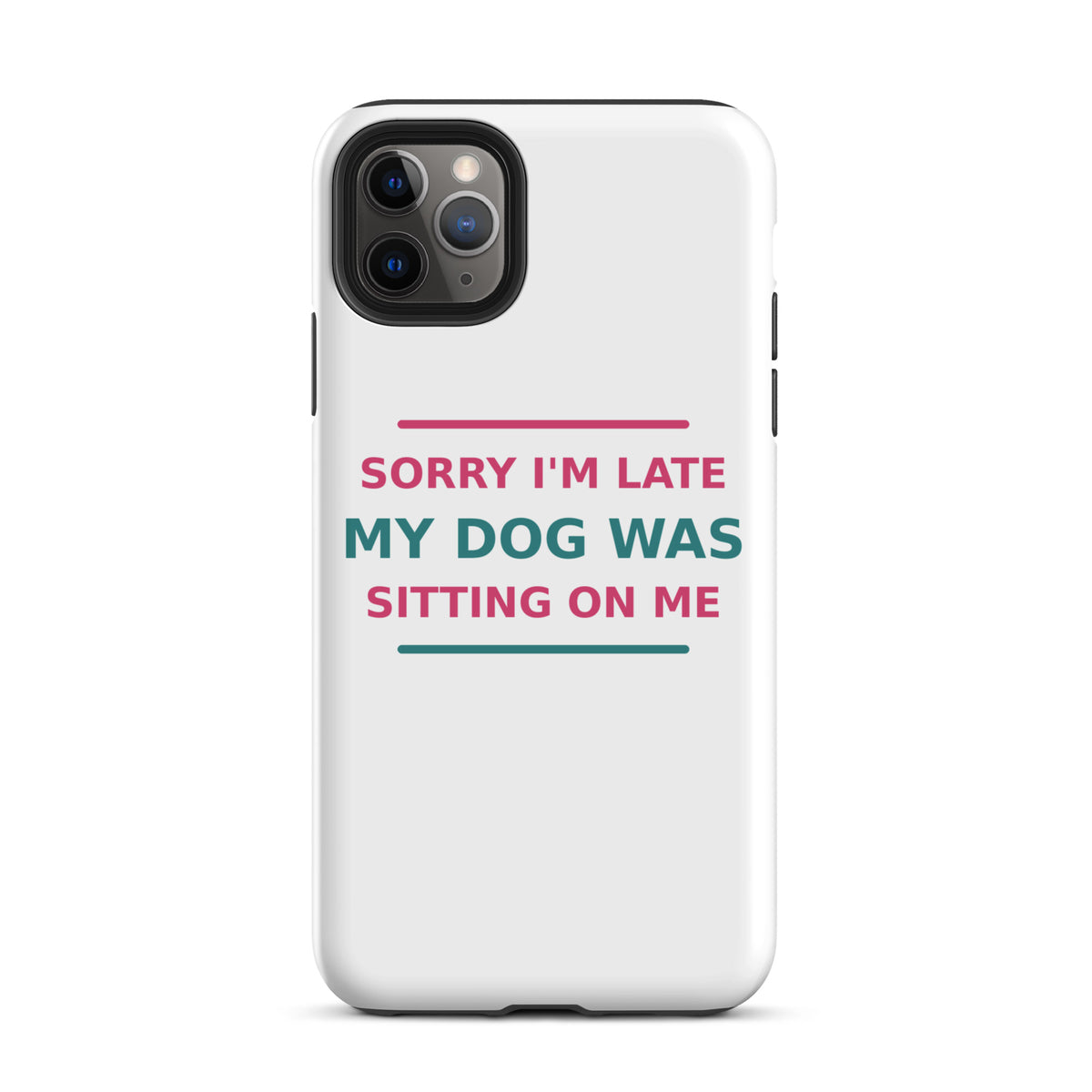 Sorry I'm Late, My Dog Was Sitting On Me dog mom iPhone case, front view