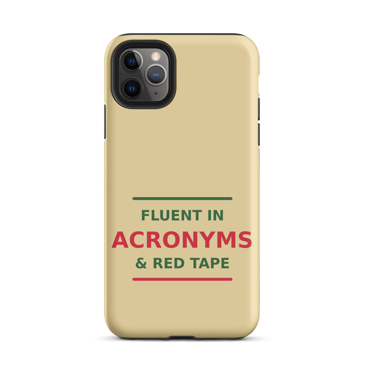 Fluent In Acronyms & Red Tape funny coworker iPhone case in Manila, front view
