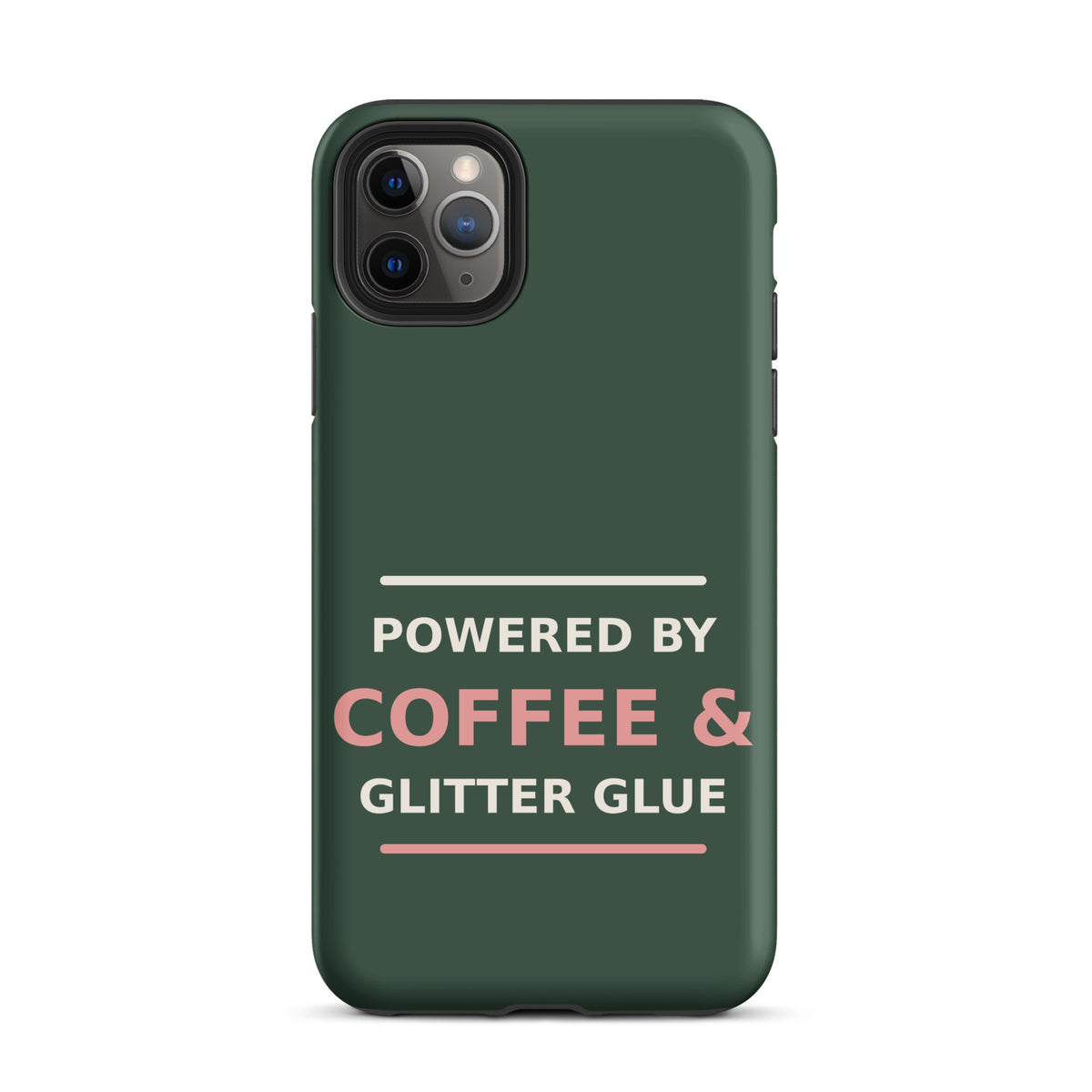 Powered By Coffee & Glitter Glue funny teacher iPhone case in Chalkboard, front view