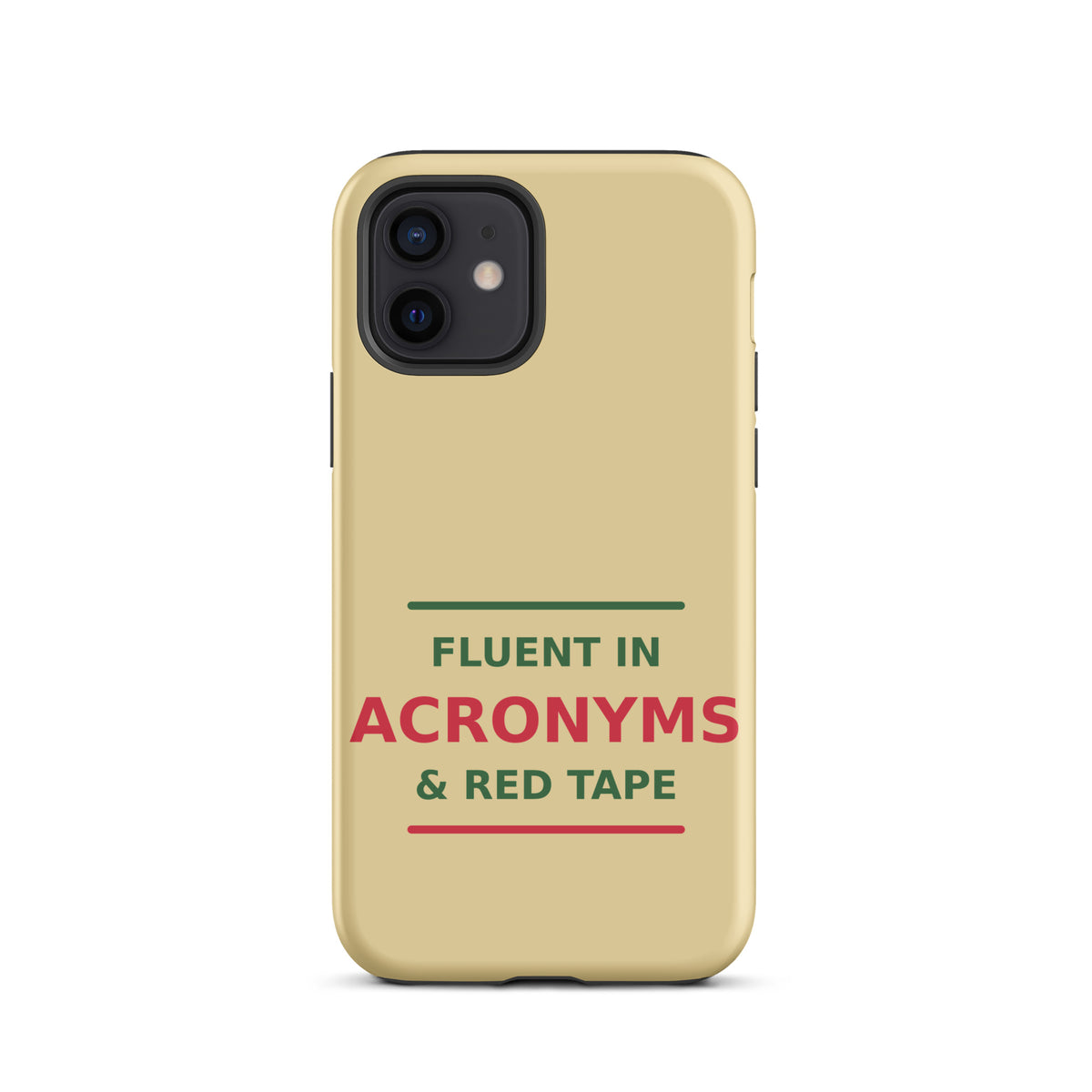 Fluent In Acronyms & Red Tape funny coworker iPhone case in Manila, front view
