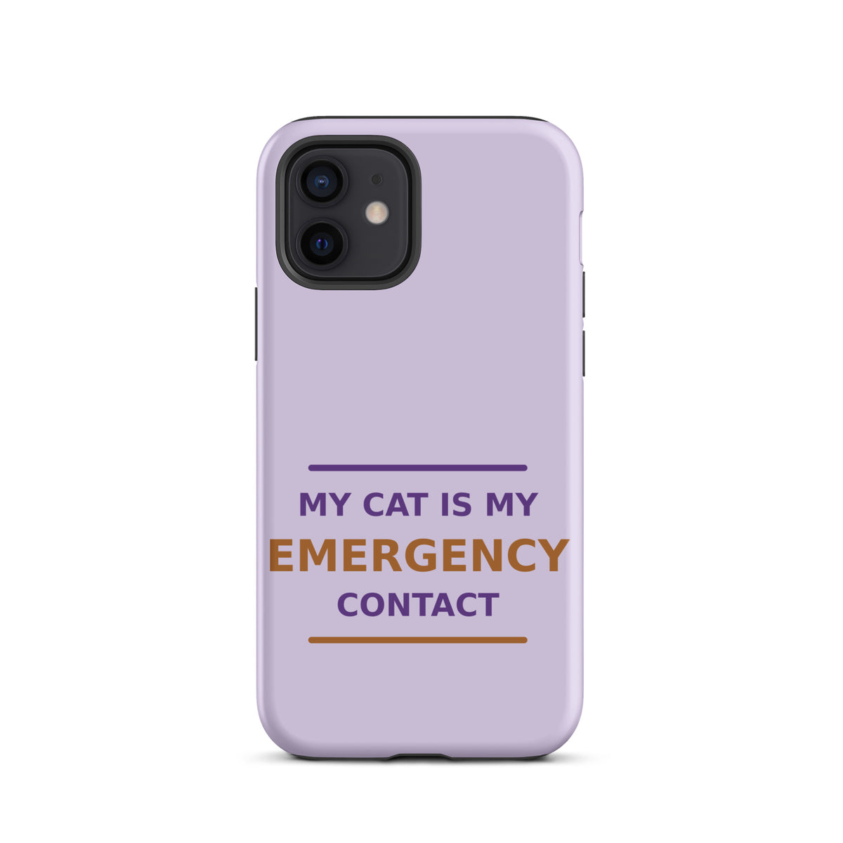 My Cat Is My Emergency Contact cat lover iPhone case in Lavender, front view