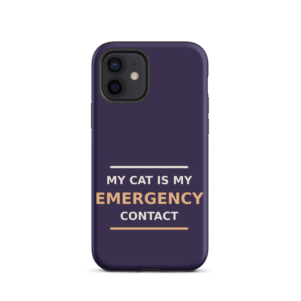 My Cat Is My Emergency Contact cat lover iPhone case in Midnight Purple, front view