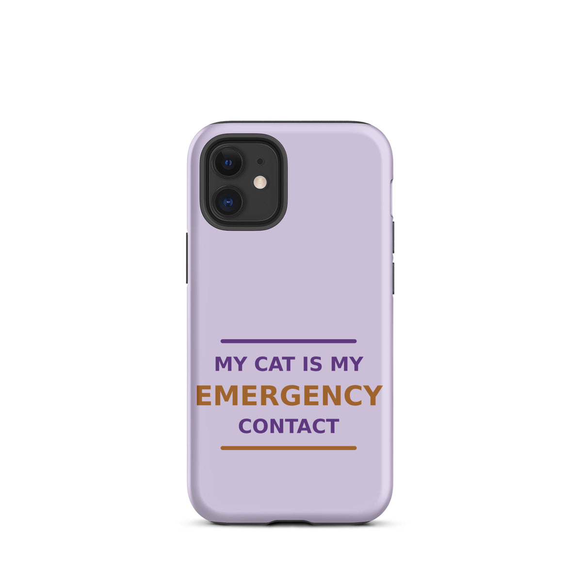 My Cat Is My Emergency Contact cat lover iPhone case in Lavender, front view