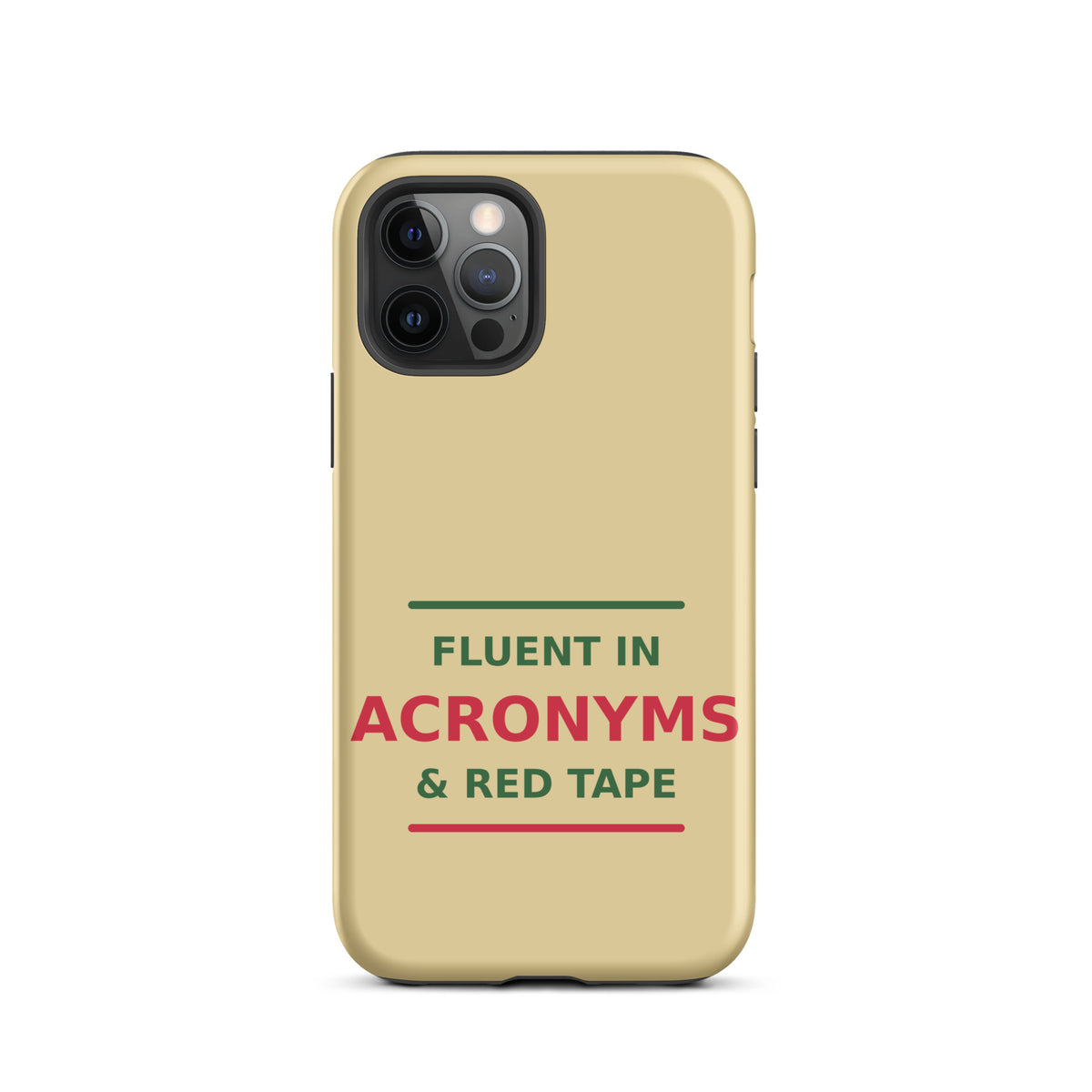 Fluent In Acronyms & Red Tape funny coworker iPhone case in Manila, front view