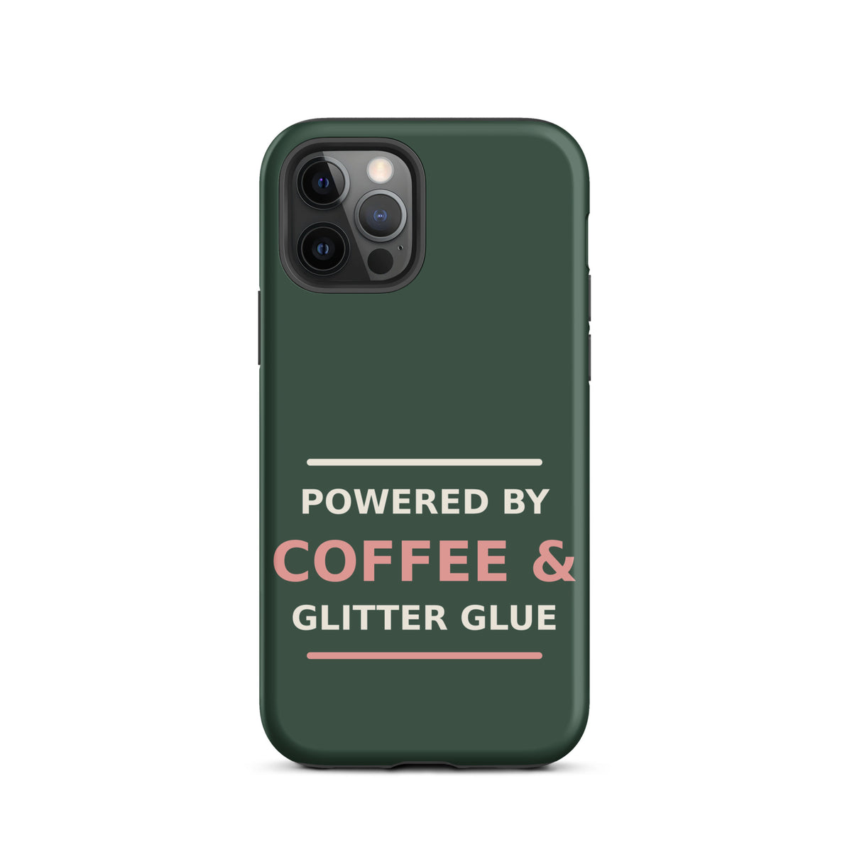 Powered By Coffee & Glitter Glue funny teacher iPhone case in Chalkboard, front view