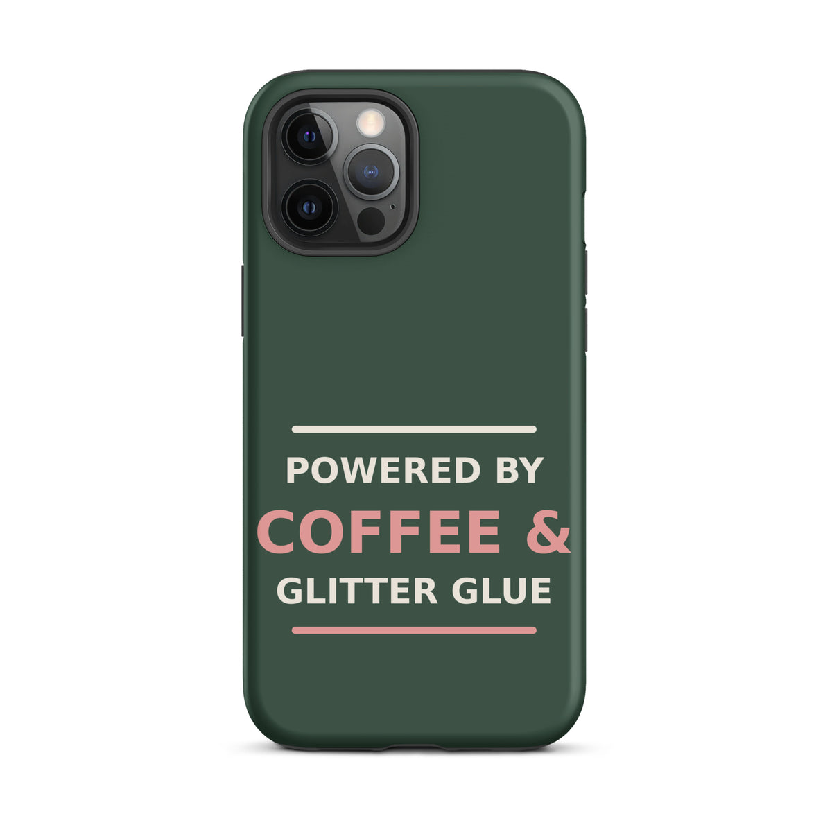 Powered By Coffee & Glitter Glue funny teacher iPhone case in Chalkboard, front view