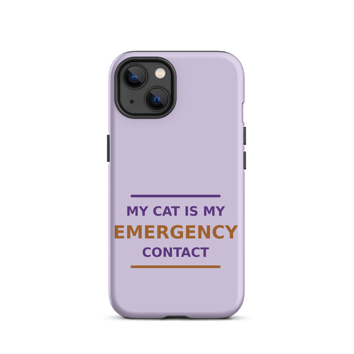 My Cat Is My Emergency Contact cat lover iPhone case in Lavender, front view