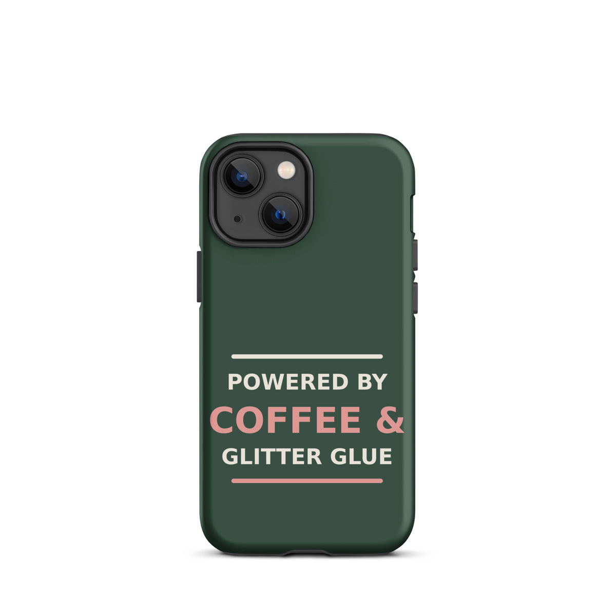 Powered By Coffee & Glitter Glue funny teacher iPhone case in Chalkboard, front view