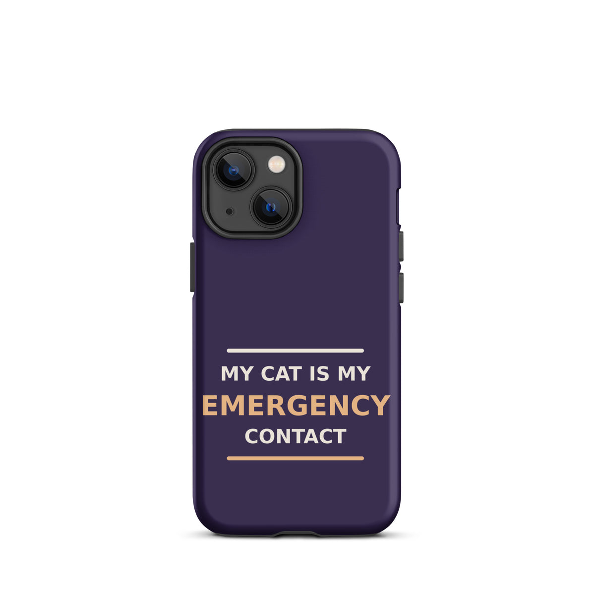 My Cat Is My Emergency Contact cat lover iPhone case in Midnight Purple, front view