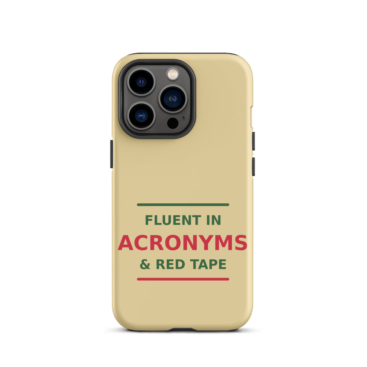 Fluent In Acronyms & Red Tape funny coworker iPhone case in Manila, front view