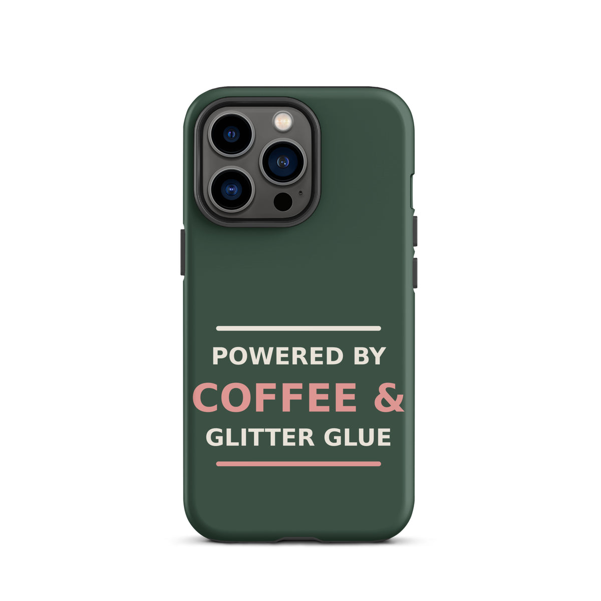Powered By Coffee & Glitter Glue funny teacher iPhone case in Chalkboard, front view