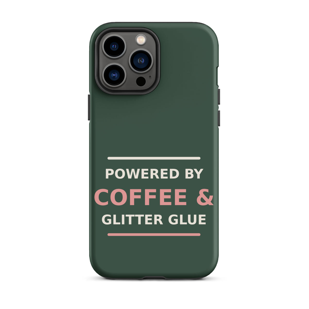 Powered By Coffee & Glitter Glue funny teacher iPhone case in Chalkboard, front view