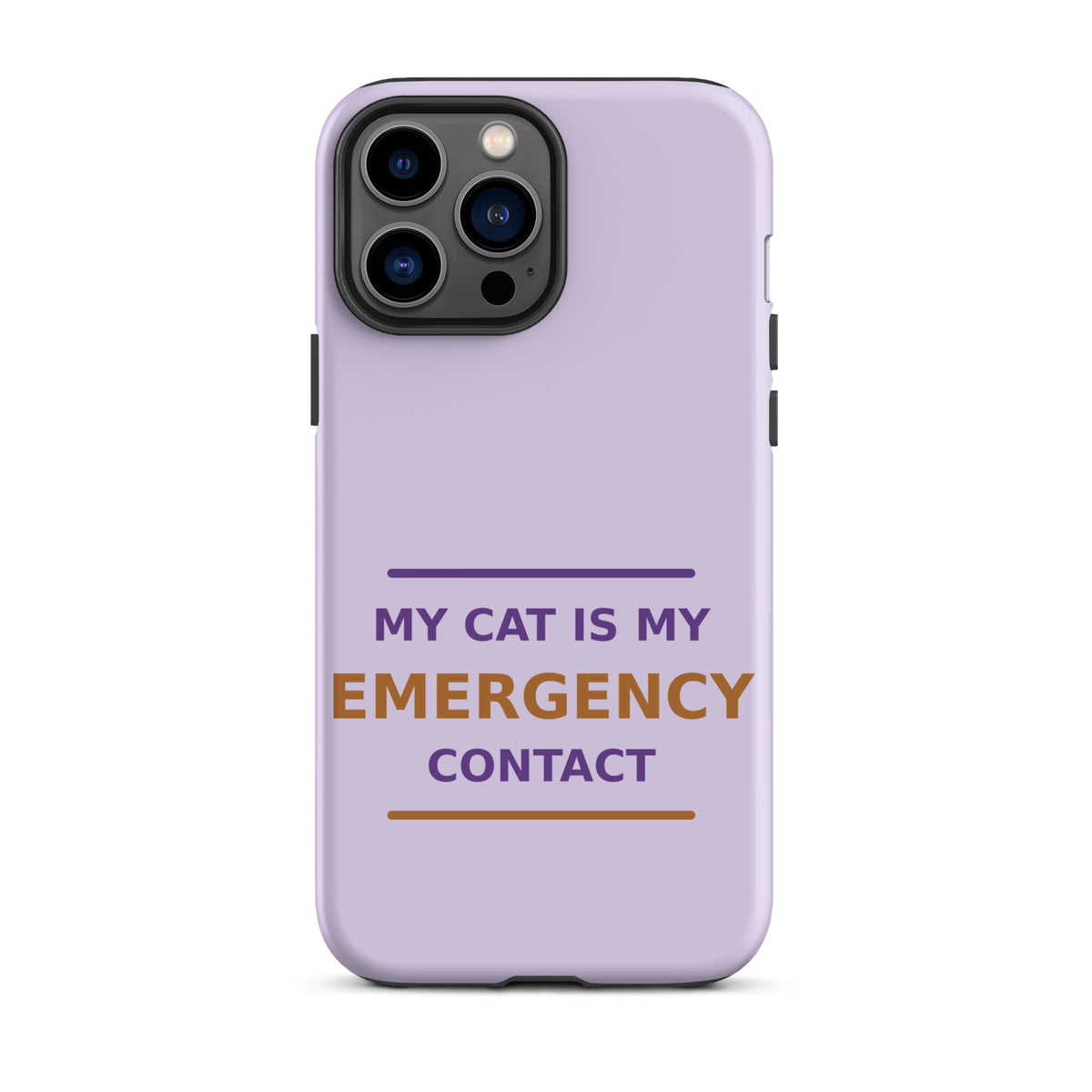 My Cat Is My Emergency Contact cat lover iPhone case in Lavender, front view