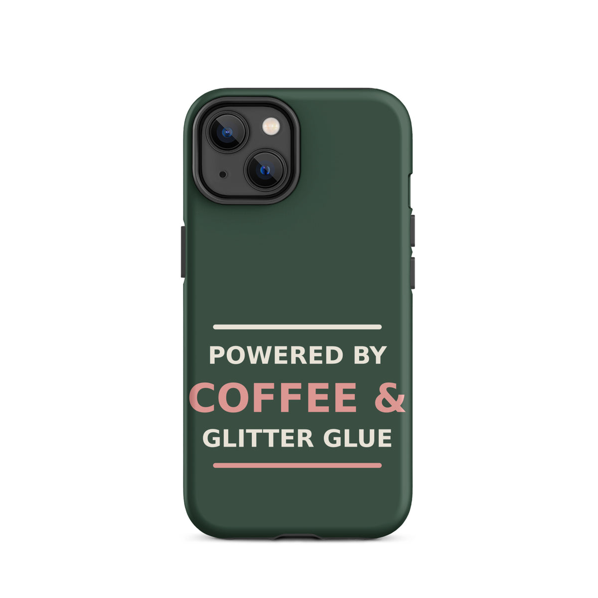 Powered By Coffee & Glitter Glue funny teacher iPhone case in Chalkboard, front view