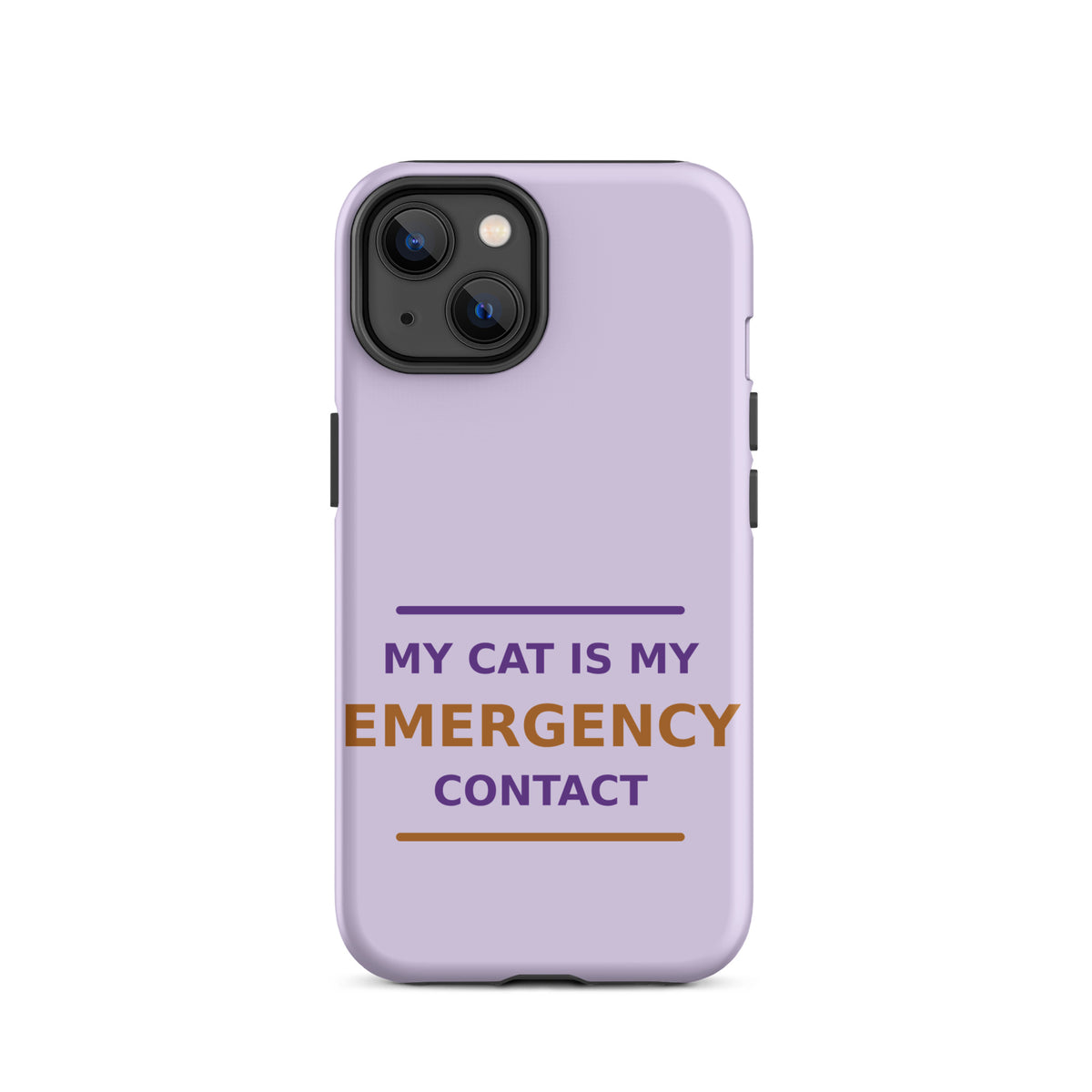 My Cat Is My Emergency Contact cat lover iPhone case in Lavender, front view