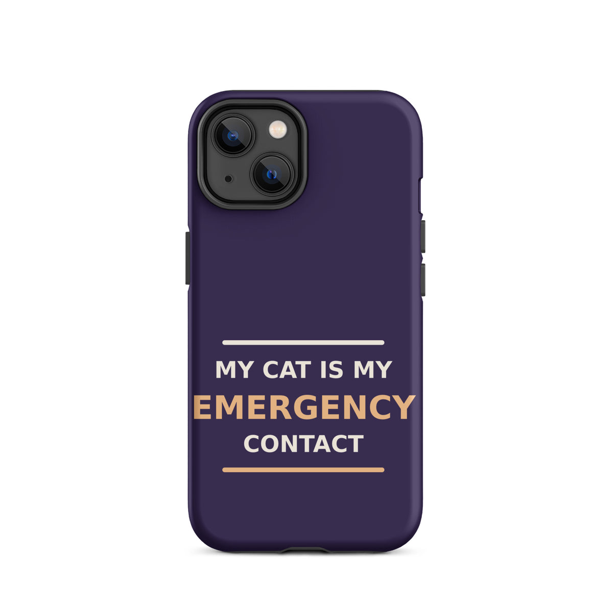 My Cat Is My Emergency Contact cat lover iPhone case in Midnight Purple, front view