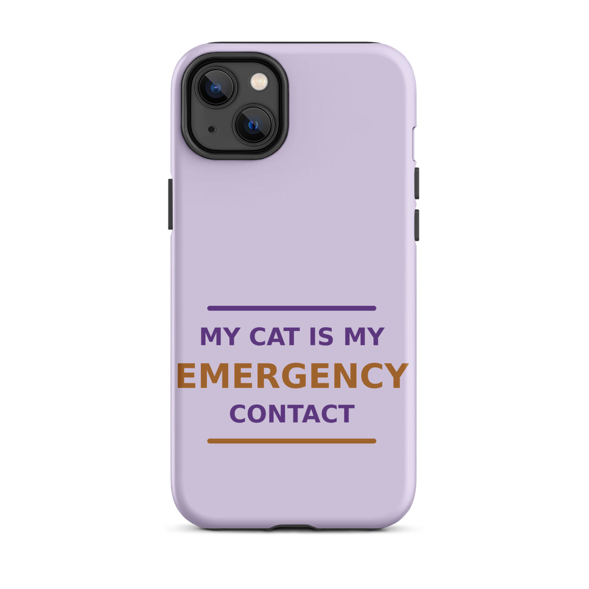 My Cat Is My Emergency Contact cat lover iPhone case in Lavender, front view