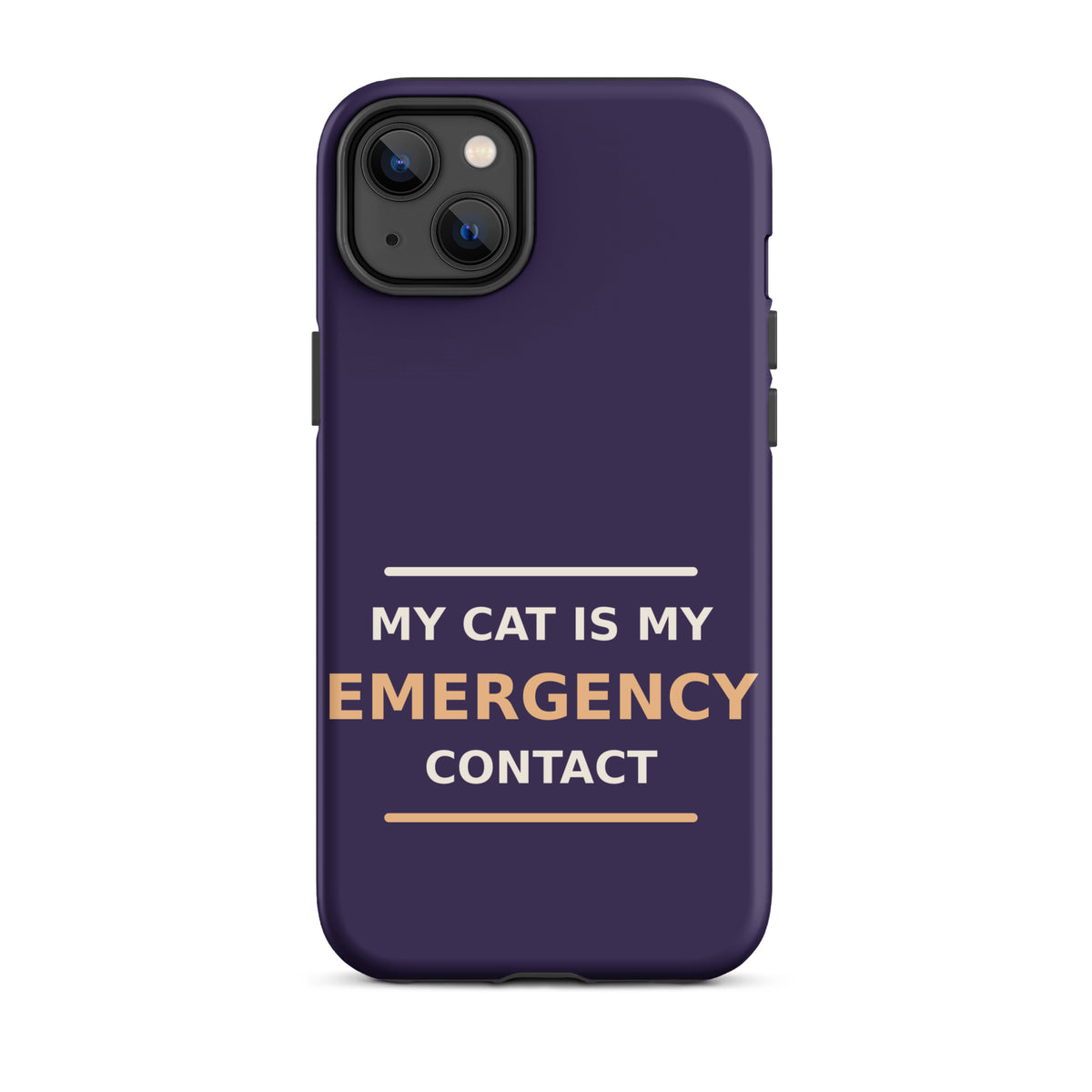 My Cat Is My Emergency Contact cat lover iPhone case in Midnight Purple, front view