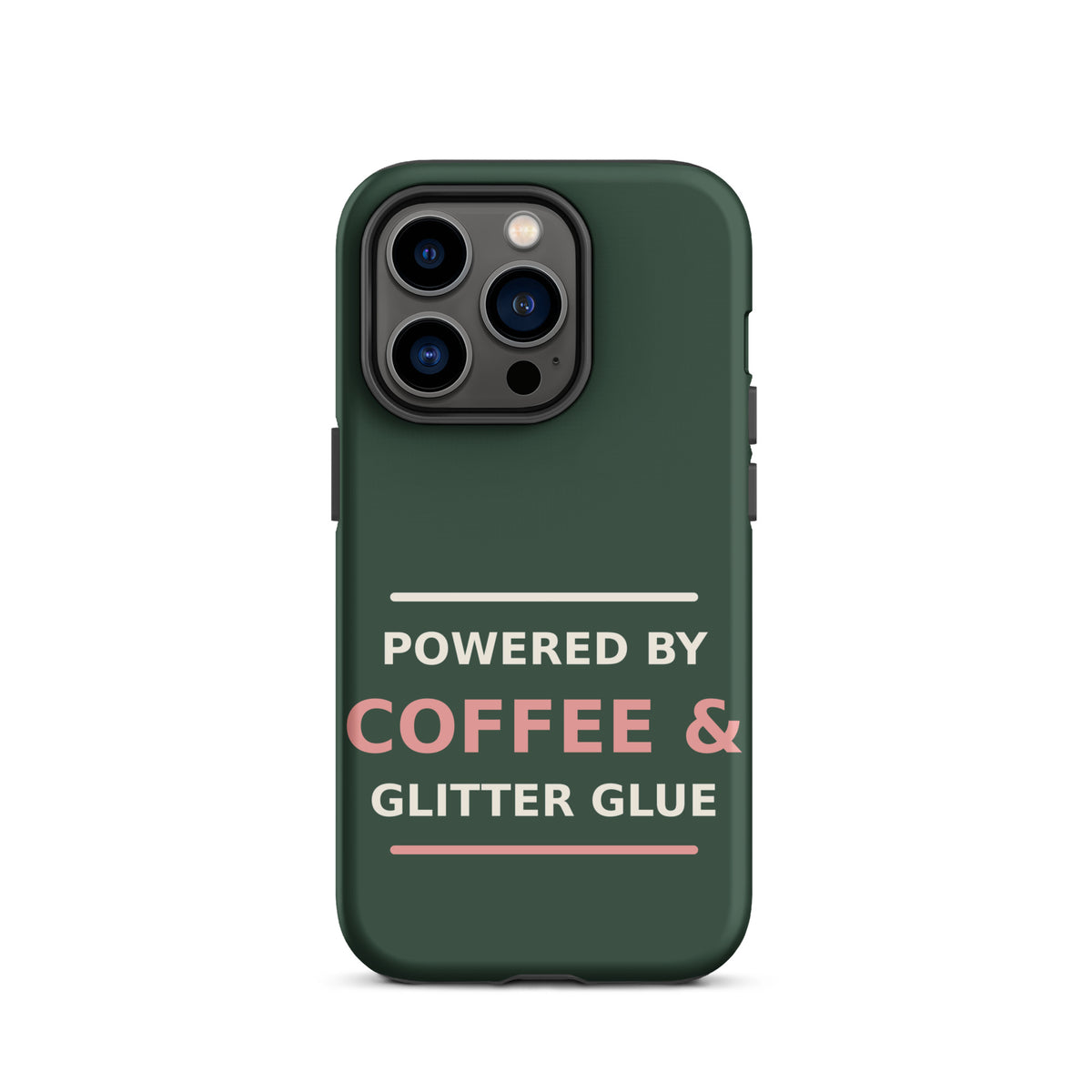 Powered By Coffee & Glitter Glue funny teacher iPhone case in Chalkboard, front view