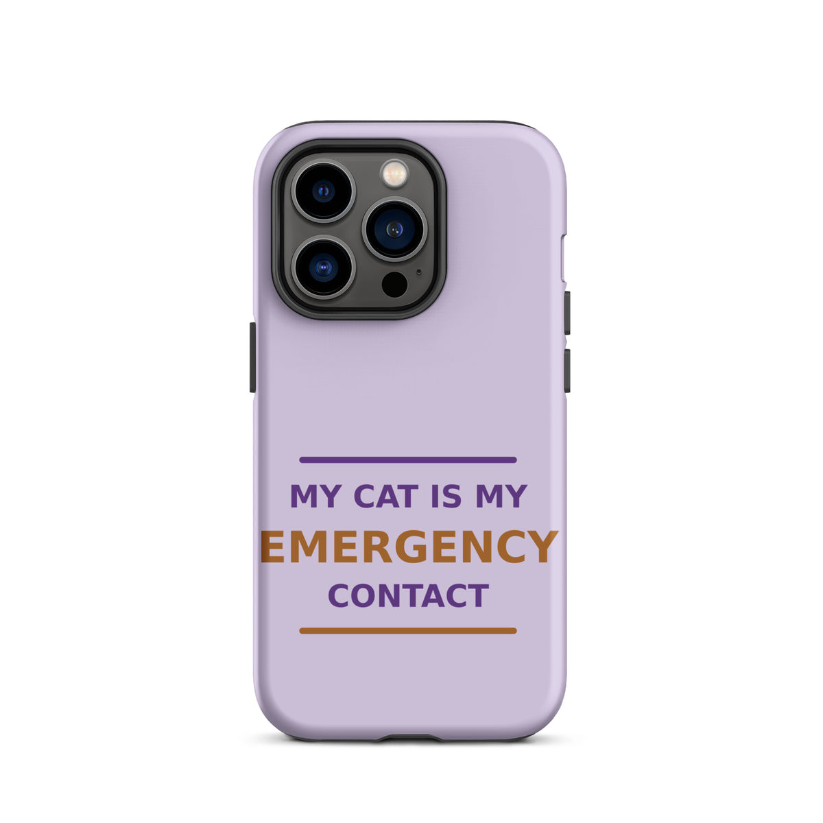 My Cat Is My Emergency Contact cat lover iPhone case in Lavender, front view