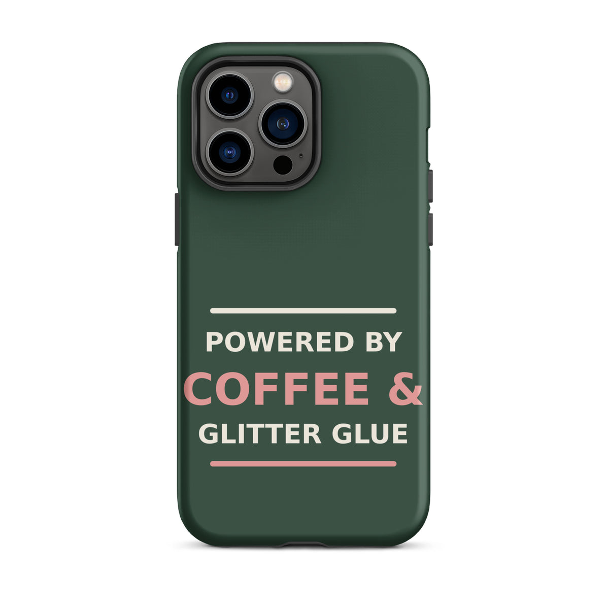Powered By Coffee & Glitter Glue funny teacher iPhone case in Chalkboard, front view