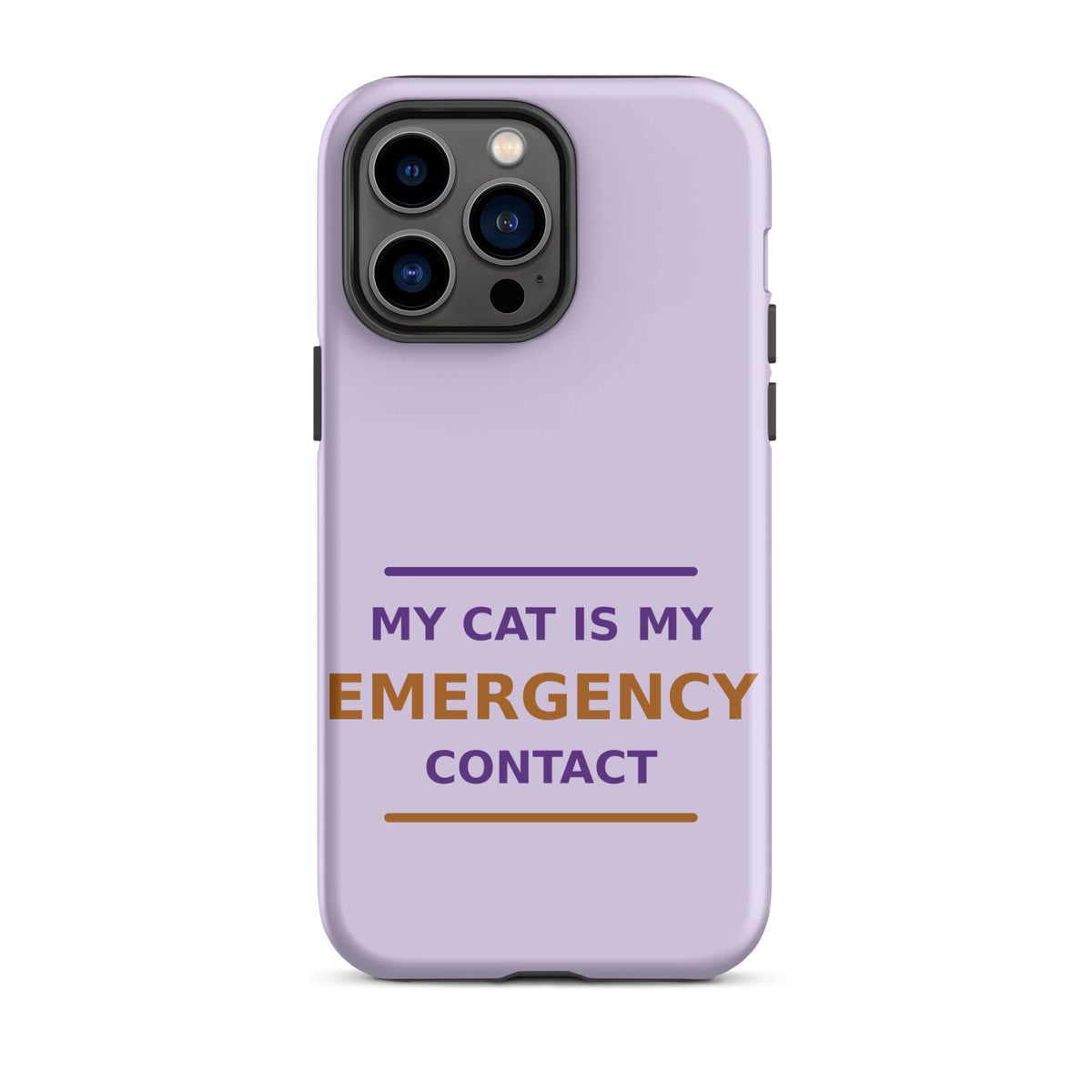 My Cat Is My Emergency Contact cat lover iPhone case in Lavender, front view