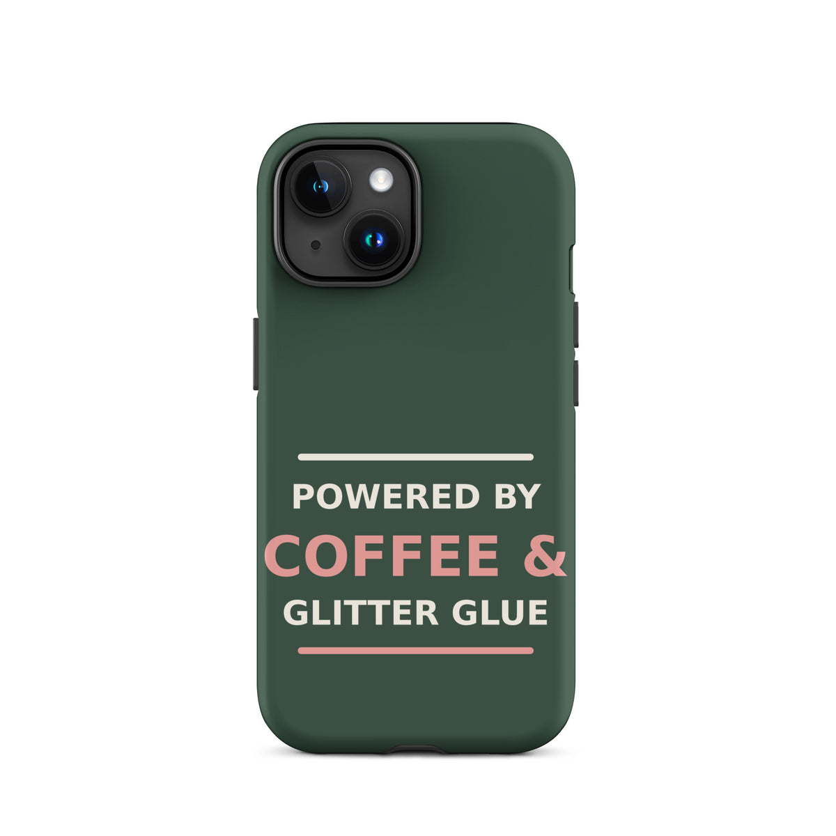 Powered By Coffee & Glitter Glue funny teacher iPhone case in Chalkboard, front view