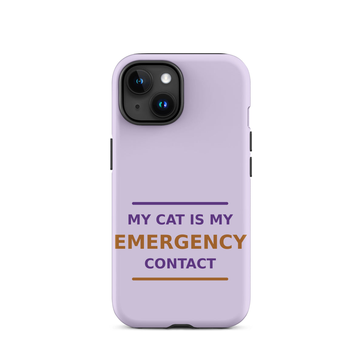My Cat Is My Emergency Contact cat lover iPhone case in Lavender, front view
