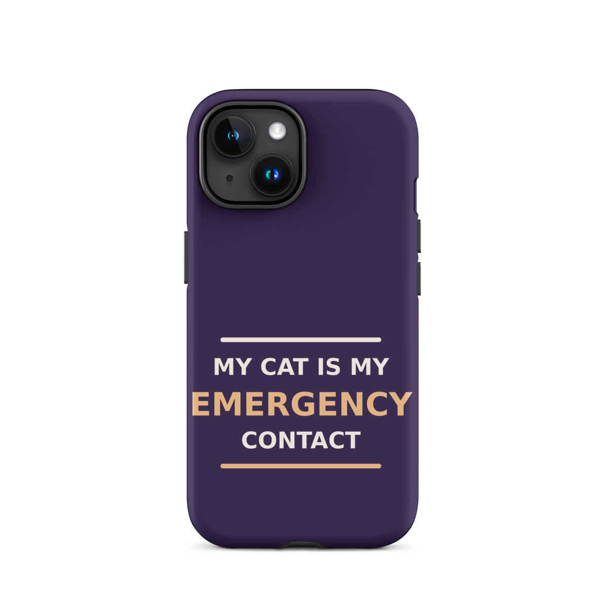 My Cat Is My Emergency Contact cat lover iPhone case in Midnight Purple, front view