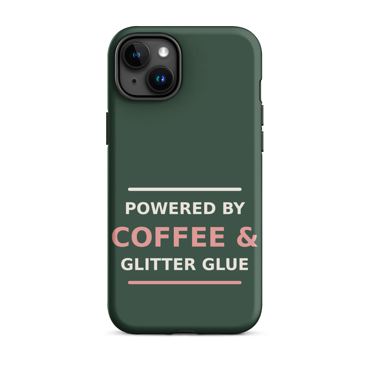 Powered By Coffee & Glitter Glue funny teacher iPhone case in Chalkboard, front view