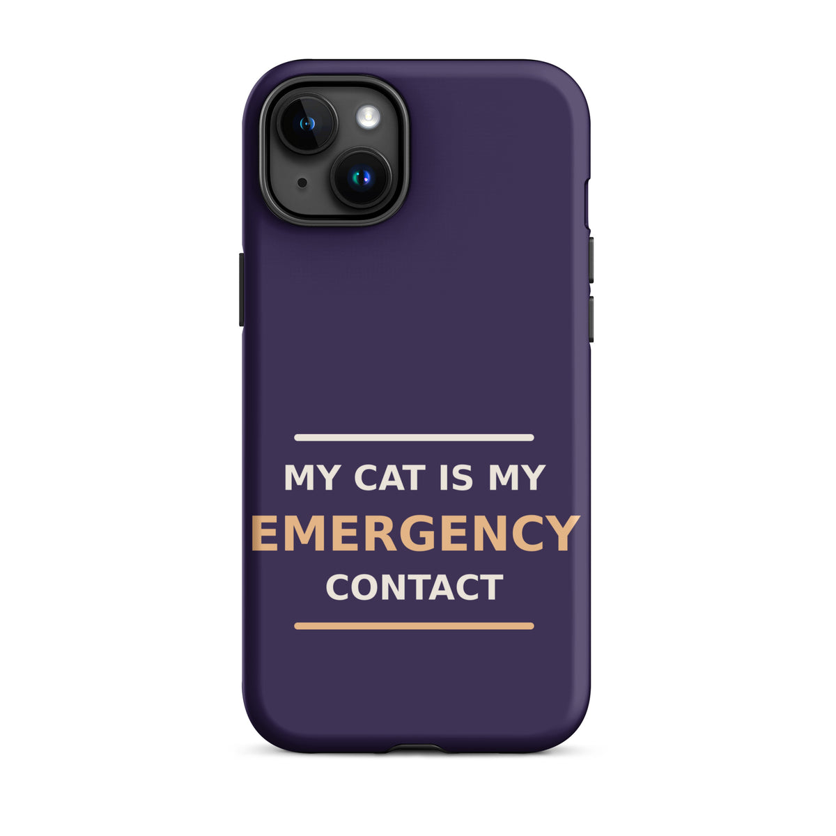 My Cat Is My Emergency Contact cat lover iPhone case in Midnight Purple, front view
