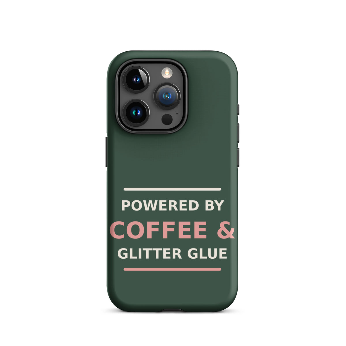 Powered By Coffee & Glitter Glue funny teacher iPhone case in Chalkboard, front view