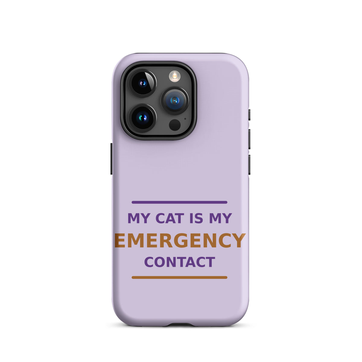 My Cat Is My Emergency Contact cat lover iPhone case in Lavender, front view