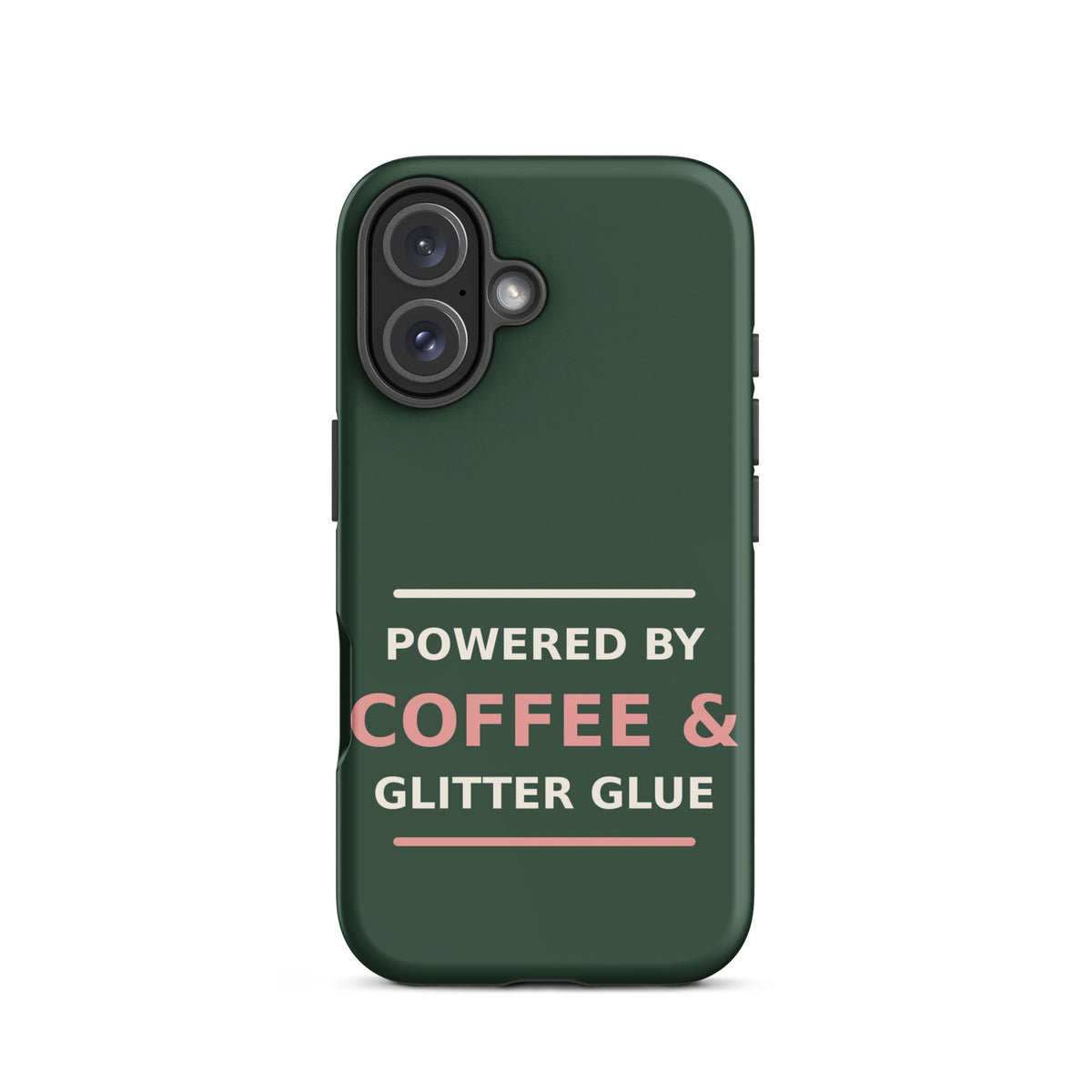 Powered By Coffee & Glitter Glue funny teacher iPhone case in Chalkboard, front view