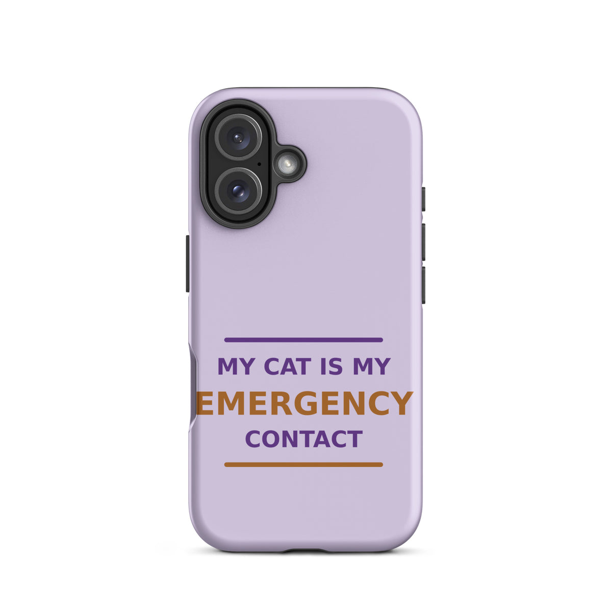 My Cat Is My Emergency Contact cat lover iPhone case in Lavender, front view