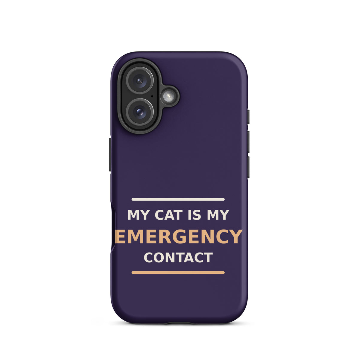 My Cat Is My Emergency Contact cat lover iPhone case in Midnight Purple, front view
