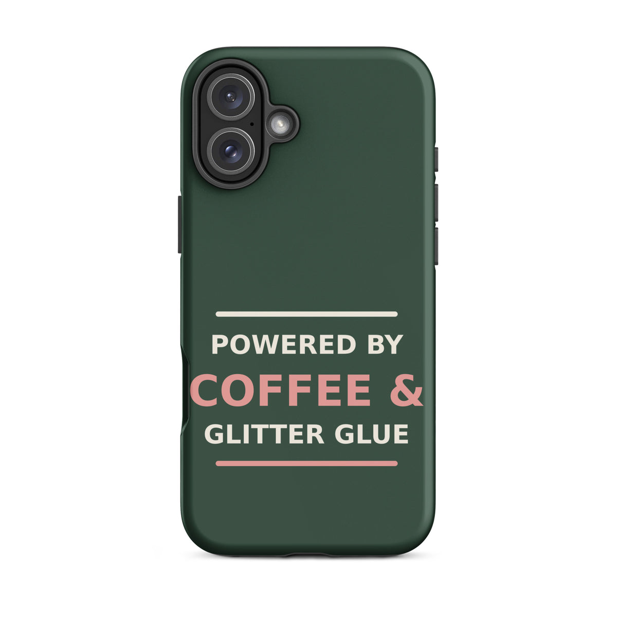 Powered By Coffee & Glitter Glue funny teacher iPhone case in Chalkboard, front view