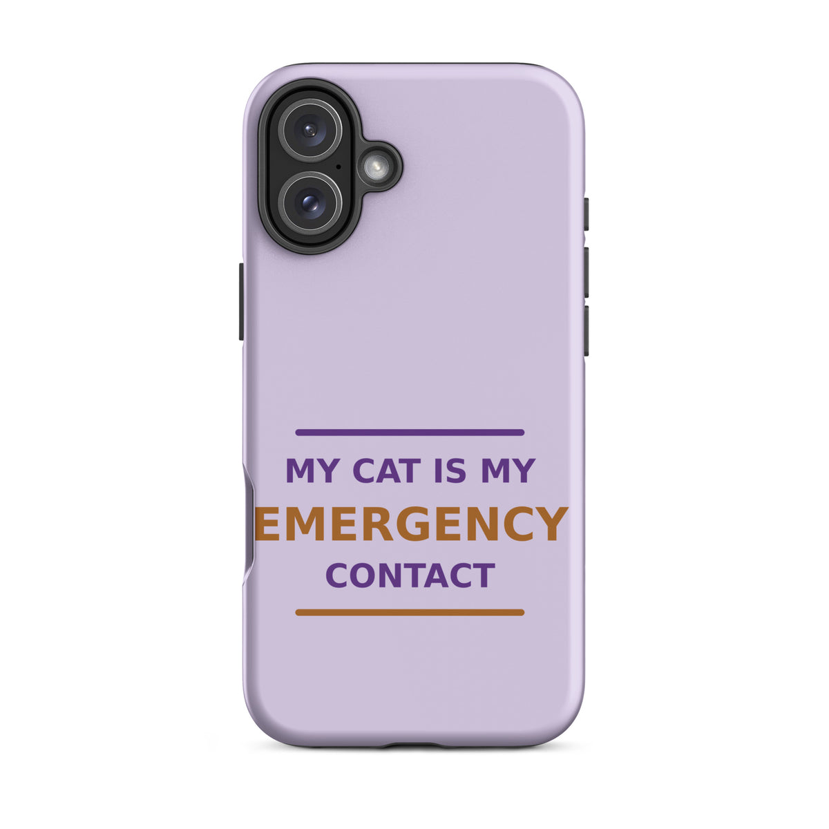 My Cat Is My Emergency Contact cat lover iPhone case in Lavender, front view